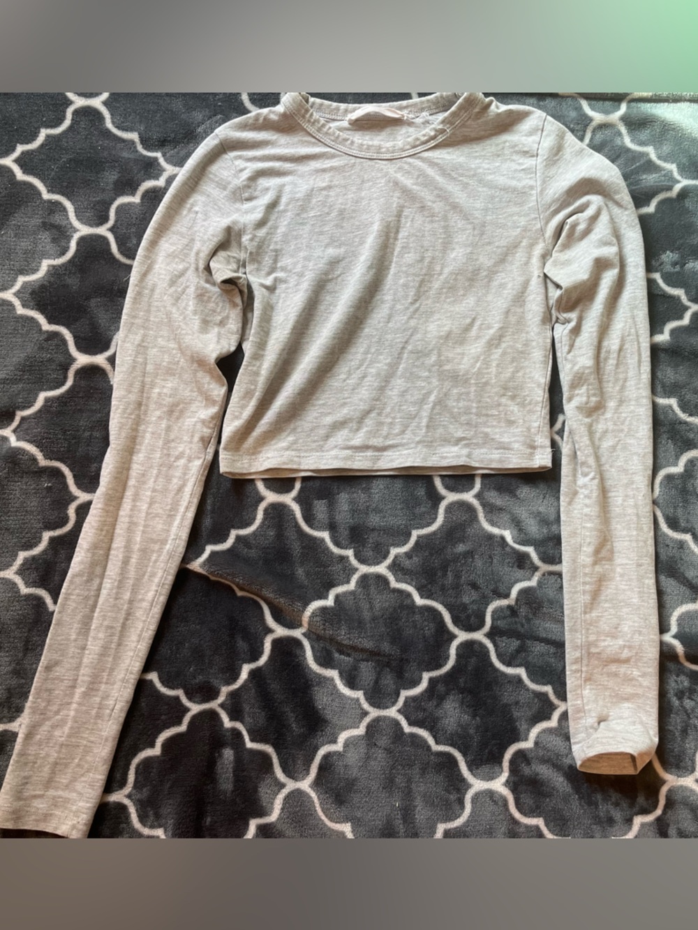 Grey Long-Sleeve Crop Top